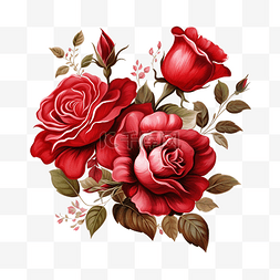 浪漫背景花瓣图片_甜美的红玫瑰透明背景免费png