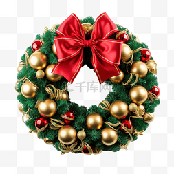 圣诞绿色蝴蝶结图片_红色蝴蝶结和金色球装饰的圣诞绿