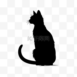 國畫图片_坐着的猫剪影png插图