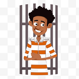 囚犯图片_囚犯剪贴画卡通人物监狱里的年轻