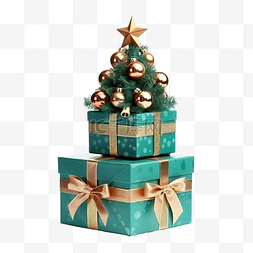 圣诞礼品盒，里面有三个小圣诞树