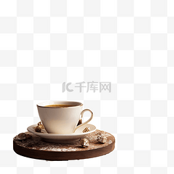 木桌上的一杯咖啡