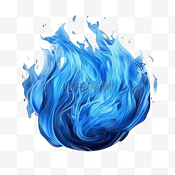 木头上的蓝色火插画火焰界面元素