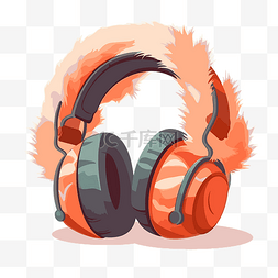 听力耳罩图片_耳罩剪贴画橙色毛茸茸的耳机矢量