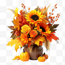 万圣节用向日葵和酸浆花瓶的秋季