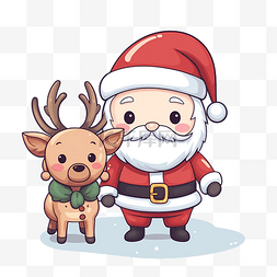 卡通可爱圣诞圣诞老人和驯鹿矢量
