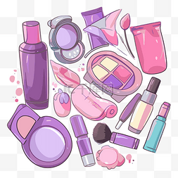 化妆品剪贴画一些以粉色和紫色卡