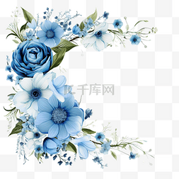 雅黑图片_藍色花卉框架