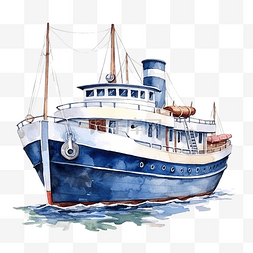 水彩船船