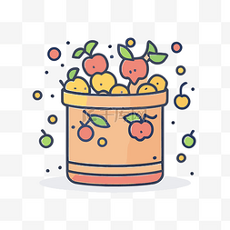 苹果界面设计图片_插图：一桶装满了不同洒水的苹果