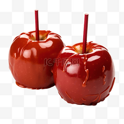 焦糖红苹果，带有节日万圣节装饰