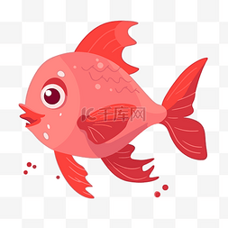 红色鱼剪贴画卡通红色热带鱼大眼