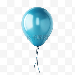 蓝色氦气球，带绳索隔离背景
