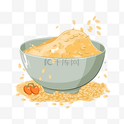 矢量餐具图片_燕麦片剪贴画橙色燕麦在碗里与橙