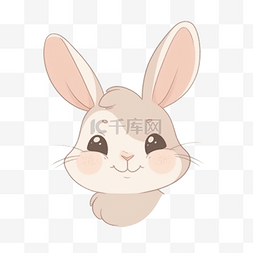 可爱卡通小素材图片_可爱的小兔子微笑野生动物脸涂鸦