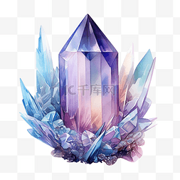 水晶光环图片_水晶天使光环石英的水彩插图