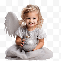 小天使4图片_摄影棚里一个带翅膀的可爱小女孩