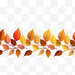 秋天的树叶无缝边框图重复装饰