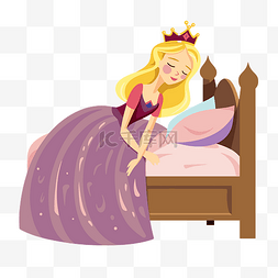 睡美人图图片_睡美人剪贴画卡通公主在床上矢量