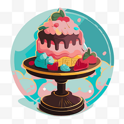 蛋糕盘子图片_彩色框架剪贴画前的盘子上的蛋糕