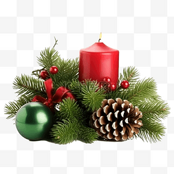 与冷杉树枝和圣诞装饰品的组合物