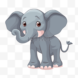 大象剪贴画可爱的卡通大象在白色