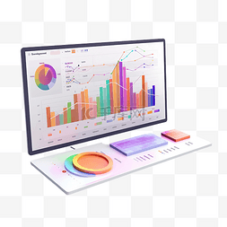 最小 3D 插图数据分析财务报告图