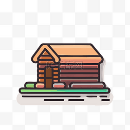 彩色乡村小木屋轮廓图标的颜色 