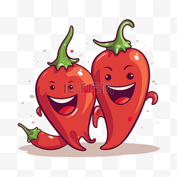 辣椒剪贴画 两个友好的卡通辣椒 