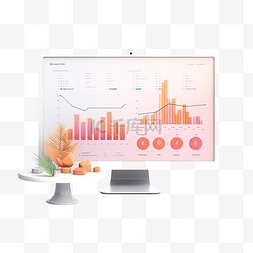 最小 3D 插图数据分析财务报告图