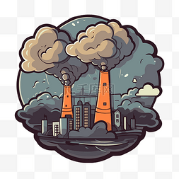 卡通城市发电厂的烟雾矢量图剪贴
