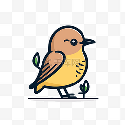 一只黄色鸟的卡通插图 向量
