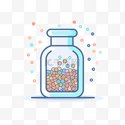 水珠子图片_带有彩色珠子的罐子里的水图标 