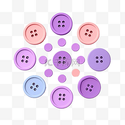 贴布风格图片_紫色圆圈可爱彩色粉彩按钮扣纸装