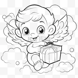 云上的男孩图片_云上勾勒出的可爱丘比特婴儿卡通