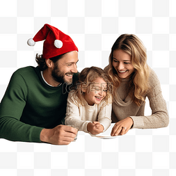 圣诞节时，一个带着小孩的幸福的