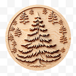 圣诞枞树和天然木材上的圆木切割