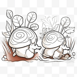 快走图片_卡通插图蜗牛走在蘑菇上为孩子着