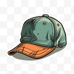 帽子剪贴画绿色和橙色帆布棒球帽