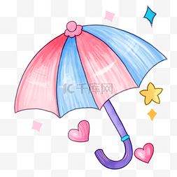 蓝色撑开的雨伞