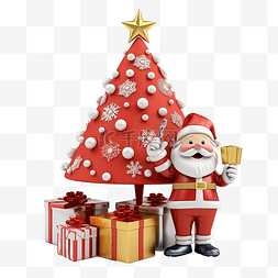 节日应用图片_圣诞老人与礼品盒圣诞树伞雪隔离