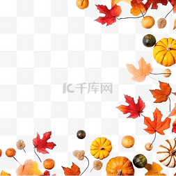 小饰品图片_白色的秋季装饰，带有复制空间秋