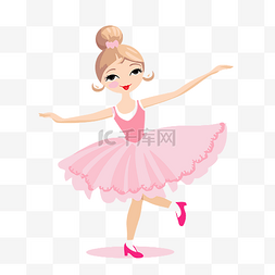红色时尚设计图片_芭蕾舞演员剪贴画粉红色卡通可爱