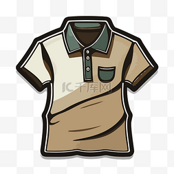 棕色 Polo 衫图标位于白色背景剪贴