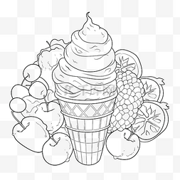 西瓜棒冰图片_冰淇淋和水果着色页矢量轮廓抽象