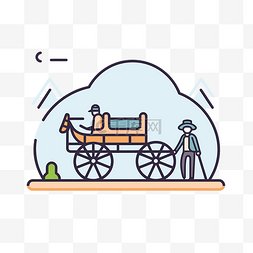 日是背景图片_两个人骑着马车，头顶是云彩 向