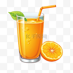 喝玻璃图片_橙汁插图与玻璃和橙片