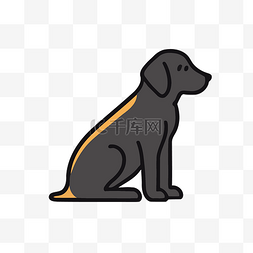 拉布拉多图片_白色背景上的黑狗拉布拉多图标 