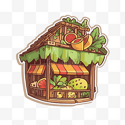 水果店招素材图片_卡通手绘水果店贴纸水果蔬菜 向