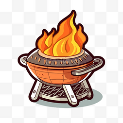 烧烤图标是用火剪贴画绘制的 向